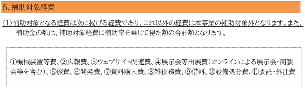 補助金対象経費一覧