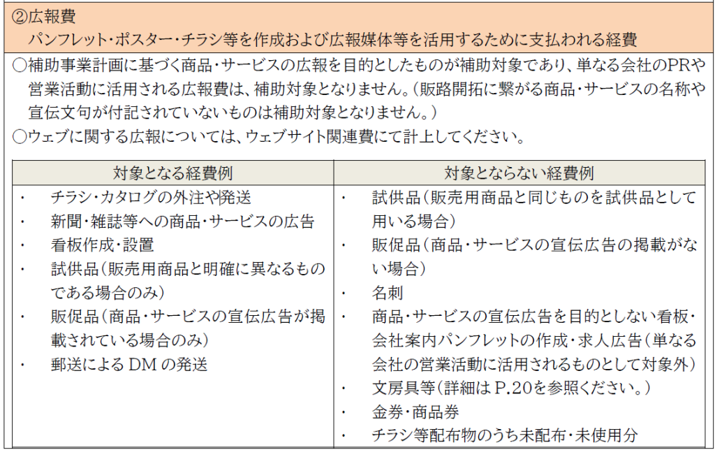 補助対象経費②広報費